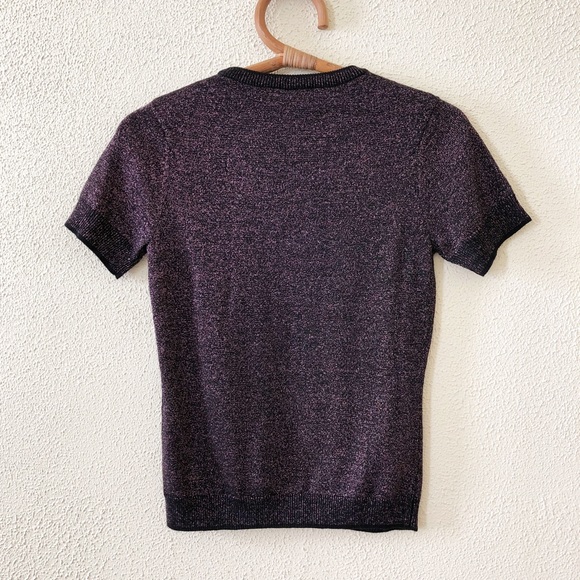 Adam Selman Shimmery Short Sleeve Sweater S - Picture 2 of 3